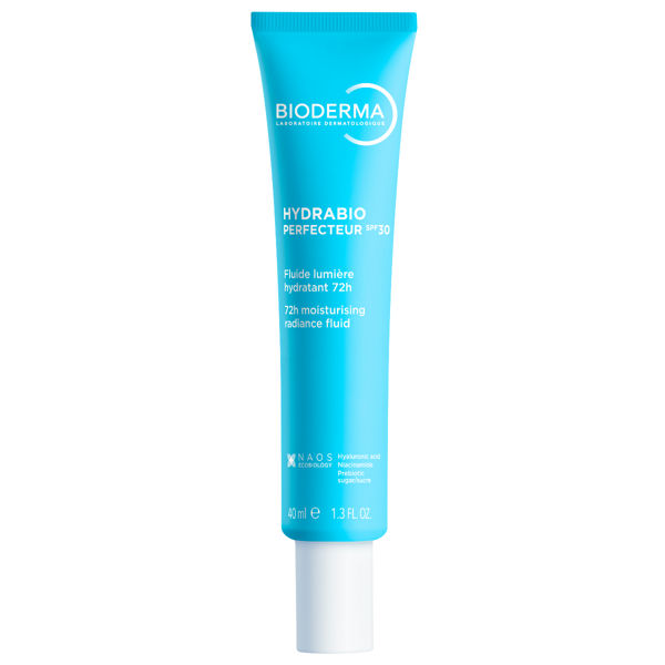 BIODERMA HYDRABIO PERFECTEUR, drėkinamasis spindesio suteikiantis fluidas dehidratuotai odai, SPF30, 40 ml paveikslėlis
