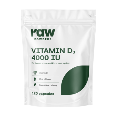 RAW POWDERS VITAMINAS D3, 4000IU, 120 minkštųjų kapsulių paveikslėlis