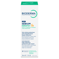 BIODERMA SEBIUM KERATO+ SPF30, gelis-kremas, padedantis sumažinti spuogus, inkštirus, ir po jų likusius randelius, 30 ml paveikslėlis