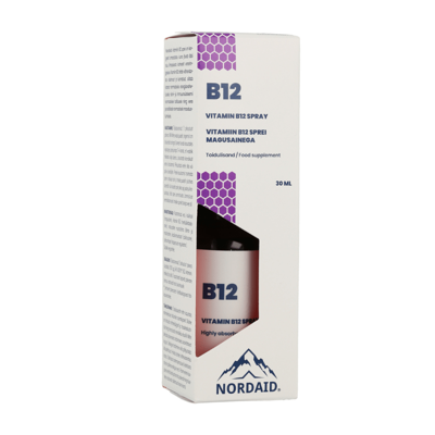 NORDAID B12 SPRAY, purškiamas vitaminas B12, 800µg, 30ml, 200 papurškimų