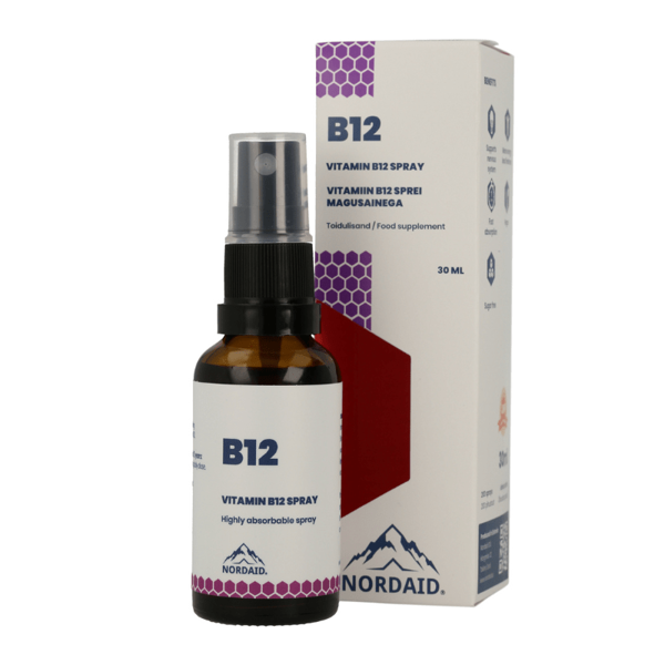 NORDAID B12 SPRAY, purškiamas vitaminas B12, 800µg, 30ml, 200 papurškimų 2 NORDAID B12 SPRAY, purškiamas vitaminas B12, 800µg, 30ml, 200 papurškimų