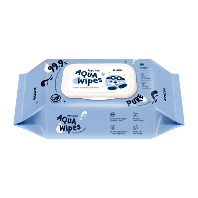 K-MOM 99.9% Pure Aqua Wipes drėgnos servetėlės, 60 vnt.