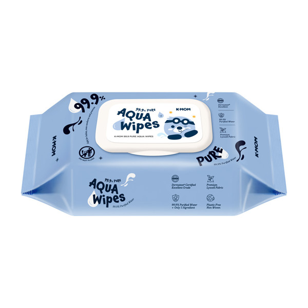 K-MOM 99.9% Pure Aqua Wipes drėgnos servetėlės, 60 vnt. K-MOM 99.9% Pure Aqua Wipes drėgnos servetėlės, 60 vnt.