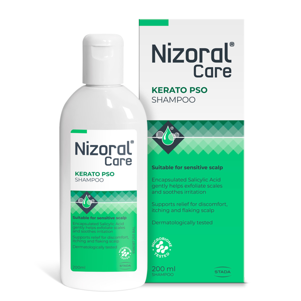 NIZORAL CARE KERATO PSO, šampūnas galvos odai, turinčiai polinkį į psoriazę, 200 ml paveikslėlis NIZORAL CARE KERATO PSO, šampūnas galvos odai, turinčiai polinkį į psoriazę, 200 ml paveikslėlis