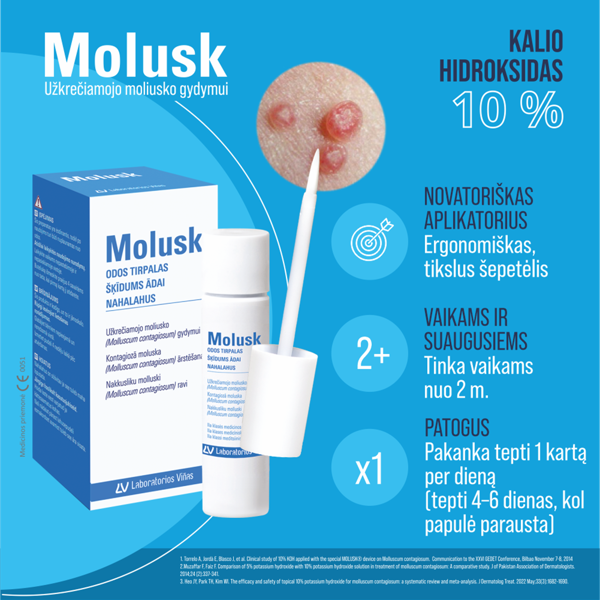 MOLUSK 10 %, odos tirpalas, 3 g paveikslėlis MOLUSK 10 %, odos tirpalas, 3 g paveikslėlis