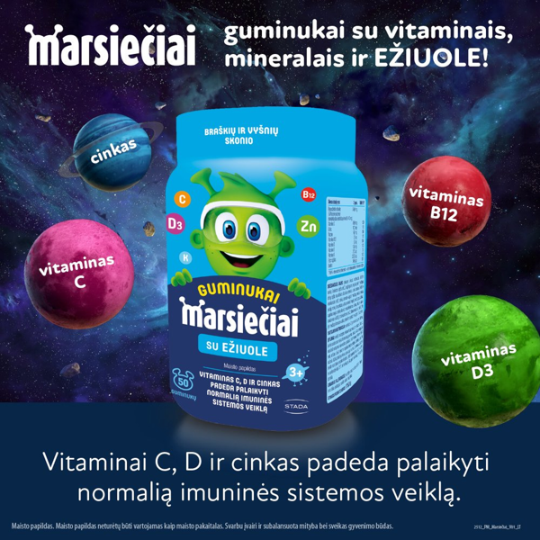MARSIEČIAI GUMINUKAI, su ežiuole, 50 guminukų paveikslėlis MARSIEČIAI GUMINUKAI, su ežiuole, 50 guminukų paveikslėlis