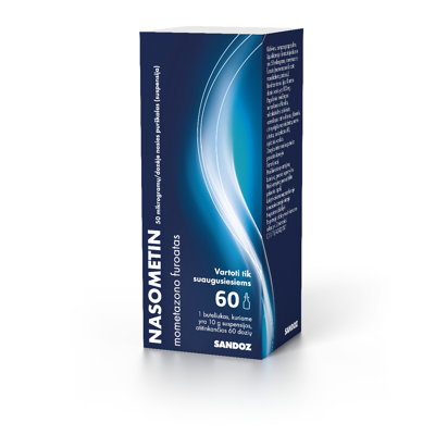 NASOMETIN, 50 mikrogramų/dozėje, nosies purškalas (suspensija), 60 dozių, N1 paveikslėlis