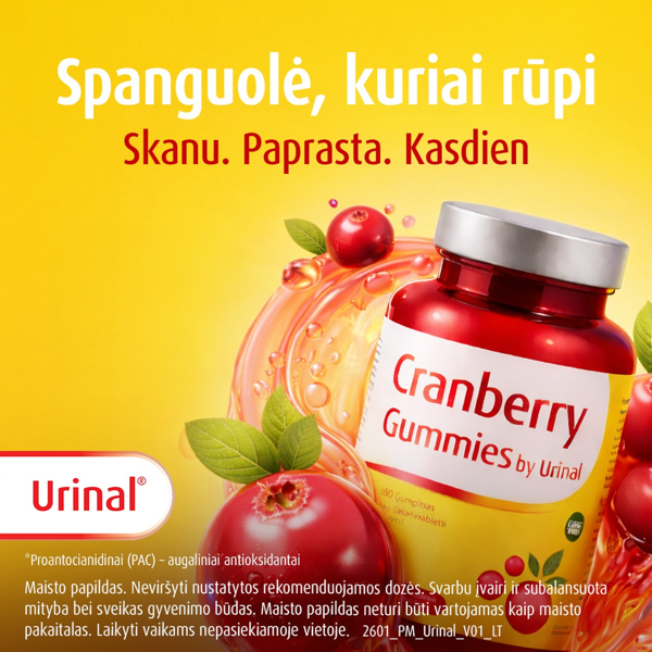 URINAL CRANBERRY GUMMIES, 60 guminukų paveikslėlis URINAL CRANBERRY GUMMIES, 60 guminukų paveikslėlis
