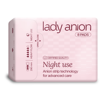 LADY ANION, naktiniai paketai su anijonų juostele, 290 mm, 8 vnt. paveikslėlis