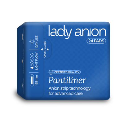 LADY ANION, kasdieniniai įklotai su anijonų juostele, 155 mm, 24 vnt. paveikslėlis