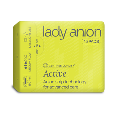 LADY ANION ACTIVE, ploni paketai, 180 mm, 15 vnt. paveikslėlis