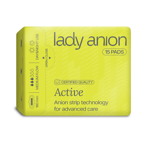 LADY ANION ACTIVE, ploni paketai, 180 mm, 15 vnt. paveikslėlis