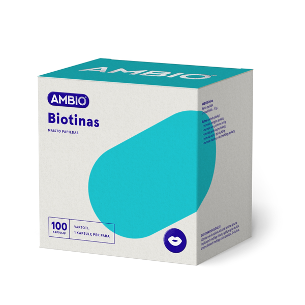 AMBIO BIOTINAS, 5000mcg, 100 kapsulių paveikslėlis AMBIO BIOTINAS, 5000mcg, 100 kapsulių paveikslėlis