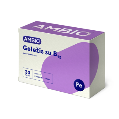 AMBIO GELEŽIS SU B12, 30 tablečių paveikslėlis