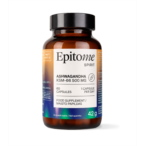 EPITOME Ashwagandha KSM-66, 500 mg, 60 kapsulių paveikslėlis