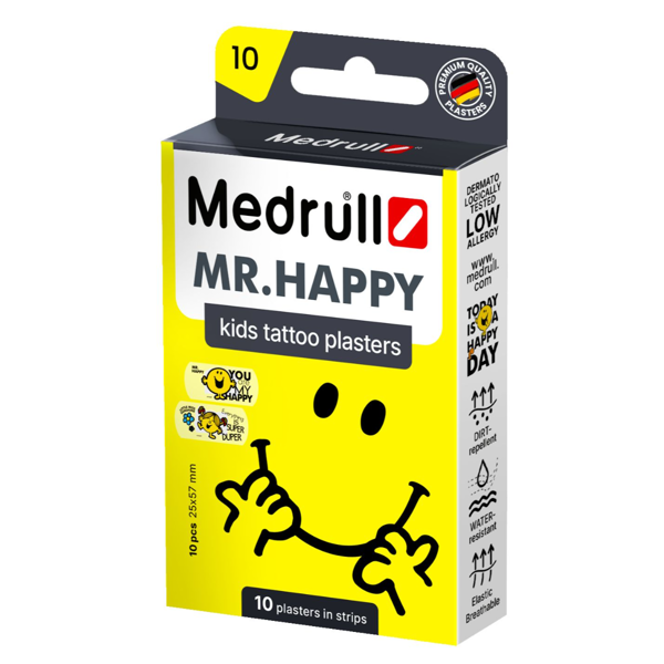 MEDRULL MR. HAPPY, vaikiškas pleistras, 10 vnt. paveikslėlis MEDRULL MR. HAPPY, vaikiškas pleistras, 10 vnt. paveikslėlis