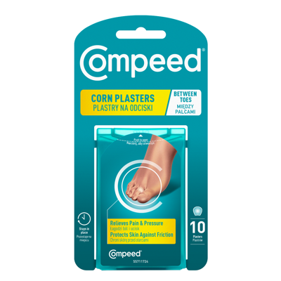 COMPEED, kojų pirštų nuospaudų pleistrai, tarp kojų pirštų, 10 vnt. paveikslėlis