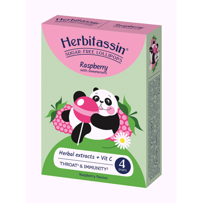 HERBITASSIN, becukriai ledinukai aviečių skonio, 4 vienetai paveikslėlis