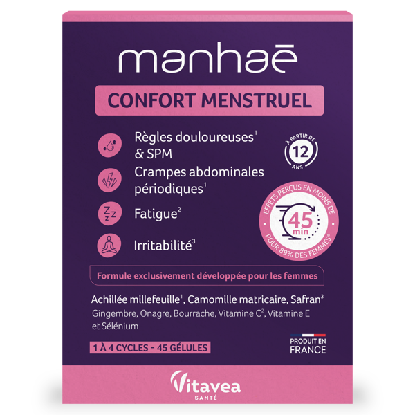 VITAVEA Manhaé Confort Menstruel, 45 vnt paveikslėlis VITAVEA Manhaé Confort Menstruel, 45 vnt paveikslėlis