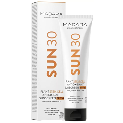 MÁDARA, Apsauginis kremas nuo saulės su augalų kamieninėmis ląstelėmis SPF30, 100 ml