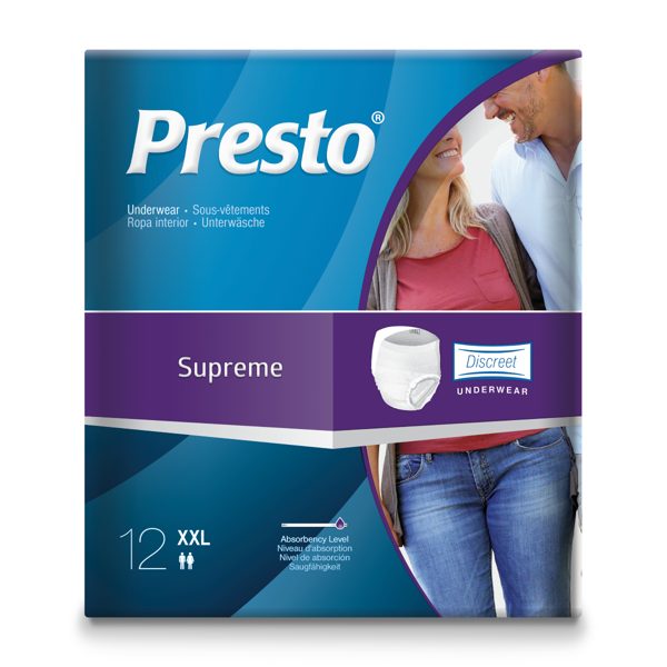 PRESTO PANT SUPREME, sauskelnės kelnaitės, XXL, 12vnt. paveikslėlis PRESTO PANT SUPREME, sauskelnės kelnaitės, XXL, 12vnt. paveikslėlis