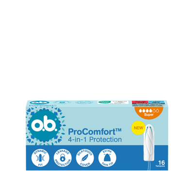 O.B. PRO COMFORT SUPER, tamponai, 16 vnt. paveikslėlis