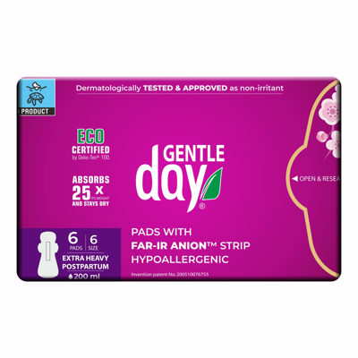 GENTLE DAY EXTRA HEAVY, higieniniai įklotai, gausiai sugeriantys, 6 vnt. paveikslėlis