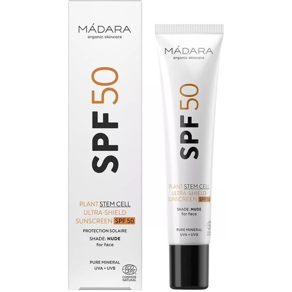 MÁDARA, Apsauginė emulsija veidui nuo saulės SPF50, su atspalviu, 40 ml MÁDARA, Apsauginė emulsija veidui nuo saulės SPF50, su atspalviu, 40 ml