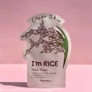 TONYMOLY Veido kaukė I'm Rice Mask Sheet TM00000588, su ryžių ekstraktu