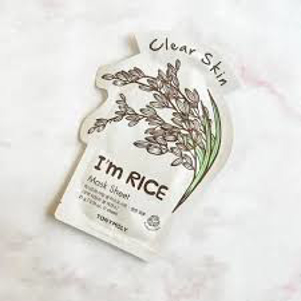 TONYMOLY Veido kaukė I'm Rice Mask Sheet TM00000588, su ryžių ekstraktu