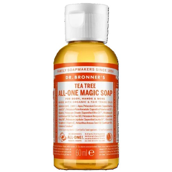 DR. BRONNER’S TEA TREE, ekologiškas skystas muilas su arbatmedžio eteriniu aliejumi, 60 ml