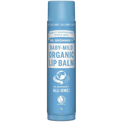 DR. BRONNER'S BABY-MILD, ekologiškas švelnus lūpų balzamas be eterinių aliejų, 4 g