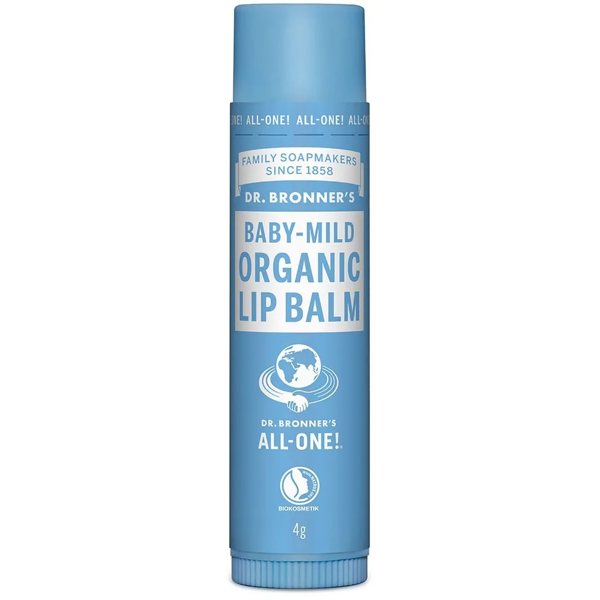 DR. BRONNER'S BABY-MILD, ekologiškas švelnus lūpų balzamas be eterinių aliejų, 4 g DR. BRONNER'S BABY-MILD, ekologiškas švelnus lūpų balzamas be eterinių aliejų, 4 g