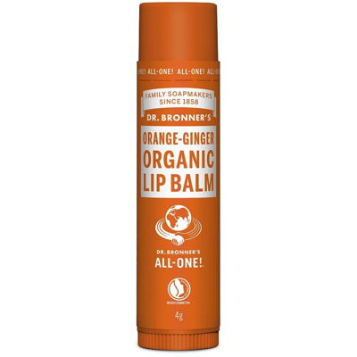 DR. BRONNER'S ORANGE-GINGER, ekologiškas lūpų balzamas su apelsinų ir imbiero eteriniais aliejais, 4 g