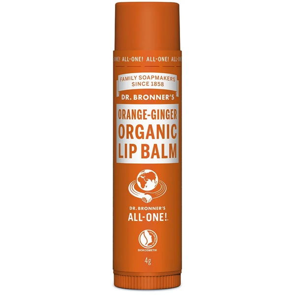 DR. BRONNER'S ORANGE-GINGER, ekologiškas lūpų balzamas su apelsinų ir imbiero eteriniais aliejais, 4 g