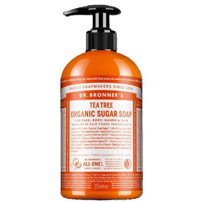 DR. BRONNER'S TEA TREE, ekologiškas cukraus muilas su arbatmedžio eteriniu aliejumi, 355 ml