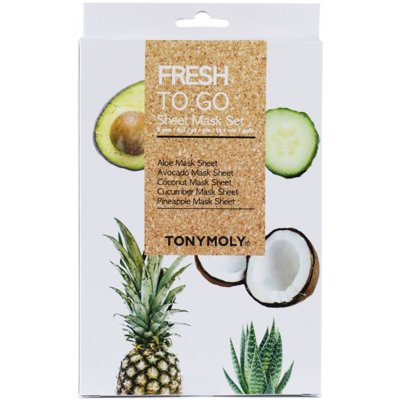 TONYMOLY Veido kaukių rinkinys Fresh To Go Sheet Mask Set TMFTGSET, 5 vnt.