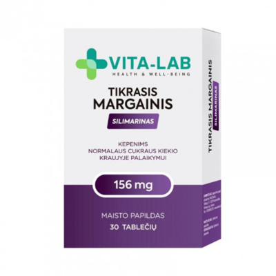 VITA-LAB Tikrasis margainis,156 mg., Silimarinas, 30 tablečių paveikslėlis