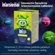 MARSIEČIAI IMUNACTIV, braškių skonio, 30 kramtomųjų tablečių paveikslėlis