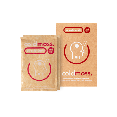 COLDMOSS, su avietėmis, be cukraus, milteliai, 6 paketėliai paveikslėlis