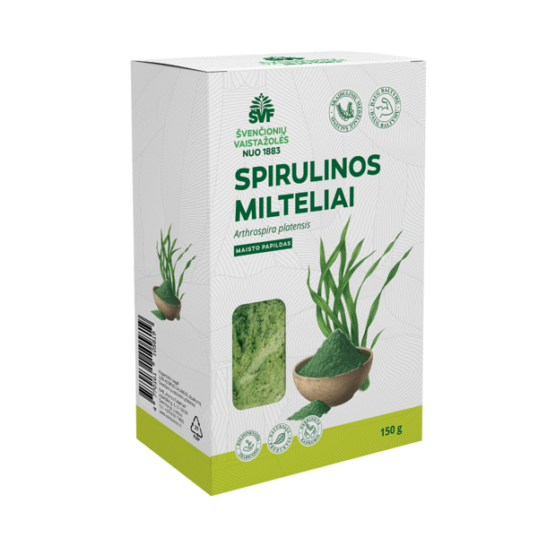 ŠVENČIONIŲ VAISTAŽOLĖS SPIRULINOS milteliai, 150 g. paveikslėlis