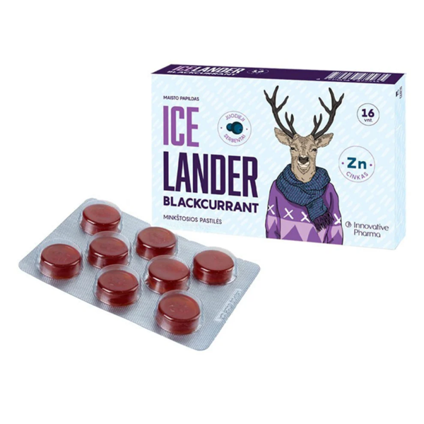 ICELANDER BLACKCURRANT, 16 pastilių paveikslėlis ICELANDER BLACKCURRANT, 16 pastilių paveikslėlis