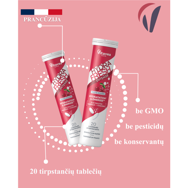 VITAVEA HYDRAFRESH INTENSE raudonųjų vaisių skonio, 20 vnt VITAVEA HYDRAFRESH INTENSE raudonųjų vaisių skonio, 20 vnt