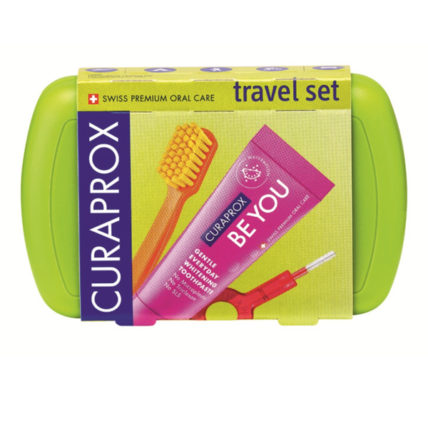 CURAPROX TRAVEL SET, kelioninis rinkinys, žalias paveikslėlis CURAPROX TRAVEL SET, kelioninis rinkinys, žalias paveikslėlis