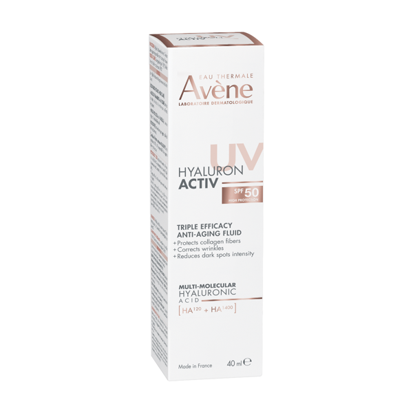 AVENE EAU THERMALE, HYALURON ACTIVE UV, veido fluidas brandžiai odai, SPF50, 40 ml paveikslėlis