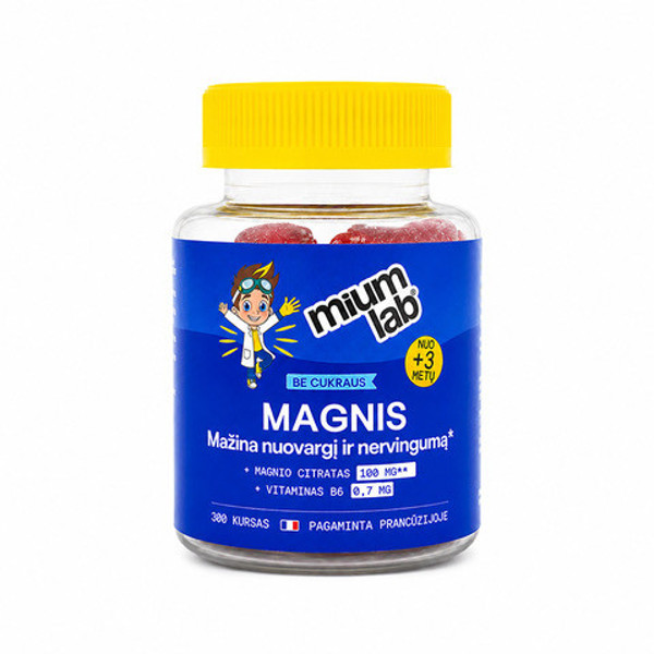 MIUM LAB KIDS maisto papildas MAGNIS vaikams. Nuo 3 metų! 30 guminukų. MIUM LAB KIDS maisto papildas MAGNIS vaikams. Nuo 3 metų! 30 guminukų.