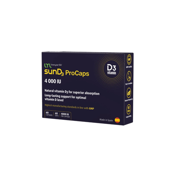 LYL ProCaps vitaminas D3 4000 IU, 60 kapsulių paveikslėlis LYL ProCaps vitaminas D3 4000 IU, 60 kapsulių paveikslėlis