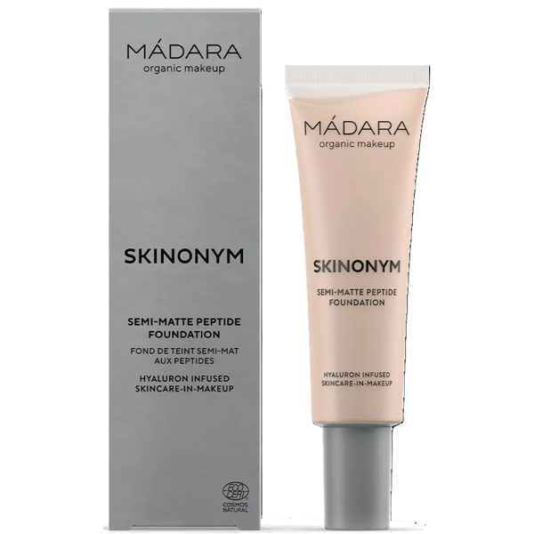 MÁDARA, Pusiau matinis makiažo pagrindas su peptidais "Skinonym", 20 IVORY, 30 ml MÁDARA, Pusiau matinis makiažo pagrindas su peptidais "Skinonym", 20 IVORY, 30 ml