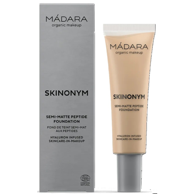 MÁDARA, Pusiau matinis makiažo pagrindas su peptidais "Skinonym", 35 TRUE BEIGE, 30 ml