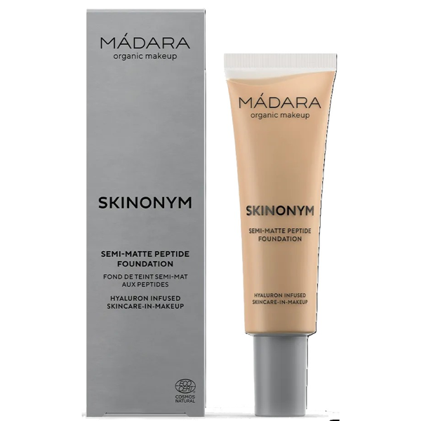 MÁDARA, Pusiau matinis makiažo pagrindas su peptidais "Skinonym", 40 SAND, 30 ml MÁDARA, Pusiau matinis makiažo pagrindas su peptidais "Skinonym", 40 SAND, 30 ml